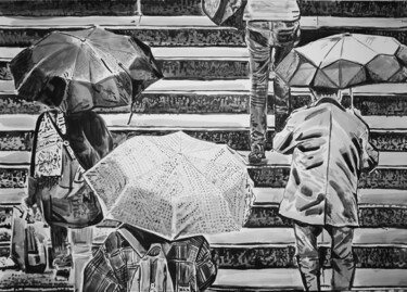 Σχέδιο με τίτλο "Under Umbrella " από Alexandra Djokic, Αυθεντικά έργα τέχνης, Μελάνι