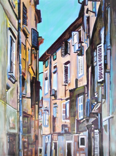 Malerei mit dem Titel "Mediterranean stree…" von Alexandra Djokic, Original-Kunstwerk, Acryl