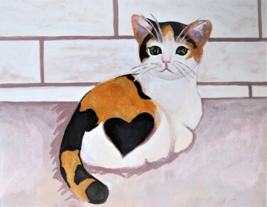 Painting titled "Kitten " by Alexandra Djokic, Original Artwork, Acrylic