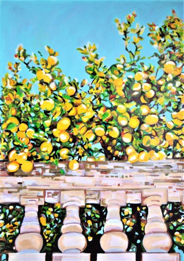 Painting titled "Lemon Trees " by Alexandra Djokic, Original Artwork, Acrylic