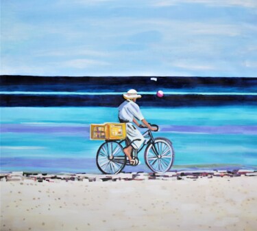 Painting titled "At the beach" by Alexandra Djokic, Original Artwork, Acrylic