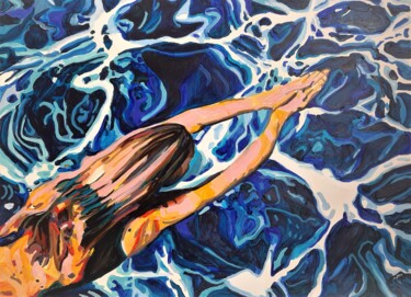 绘画 标题为“Swimmer / 88 x 65 cm” 由Alexandra Djokic, 原创艺术品, 丙烯
