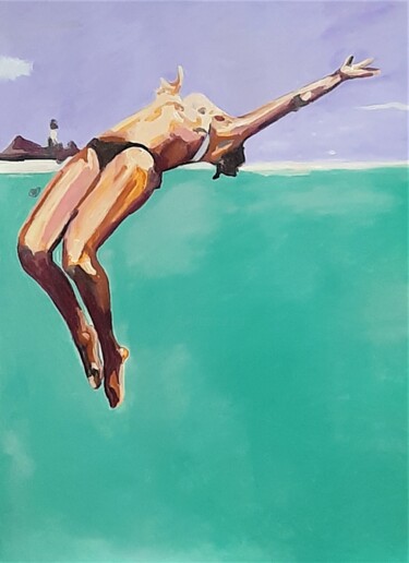 Peinture intitulée "Jump / 100 x 70 cm" par Alexandra Djokic, Œuvre d'art originale, Acrylique