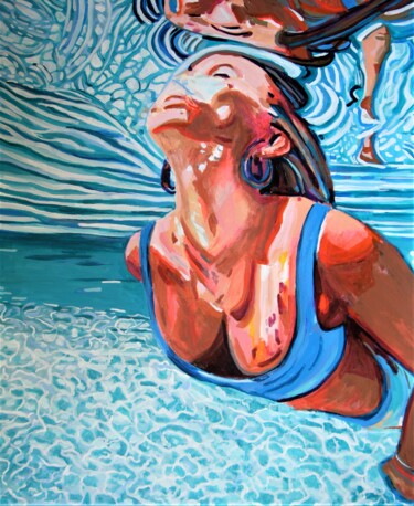 Peinture intitulée "Underwater/ 87 x 72…" par Alexandra Djokic, Œuvre d'art originale, Acrylique