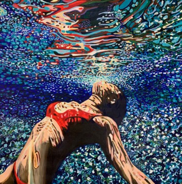 Pintura intitulada "Underwater / 90 x 9…" por Alexandra Djokic, Obras de arte originais, Acrílico