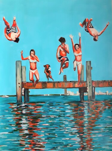 Painting titled "Jump " by Alexandra Djokic, Original Artwork, Acrylic
