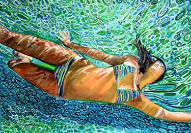Painting titled "Swimmer " by Alexandra Djokic, Original Artwork, Acrylic