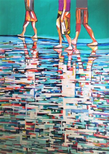 Pintura intitulada "At the beach / 140…" por Alexandra Djokic, Obras de arte originais, Acrílico