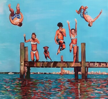 Painting titled "Jump " by Alexandra Djokic, Original Artwork, Acrylic