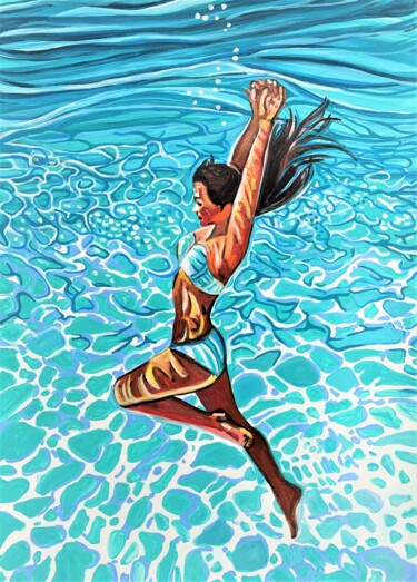 Painting titled "Underwater # 3" by Alexandra Djokic, Original Artwork, Acrylic