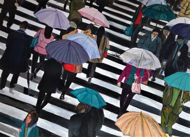 Pittura intitolato "Rainy Street" da Alexandra Djokic, Opera d'arte originale, Acrilico