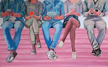 Malerei mit dem Titel "Conversation" von Alexandra Djokic, Original-Kunstwerk, Acryl