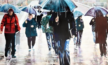 Malarstwo zatytułowany „Rainy day / 100 x 6…” autorstwa Alexandra Djokic, Oryginalna praca, Akryl