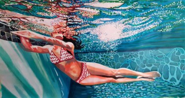 Painting titled "Swimmer / 150 x 80…" by Alexandra Djokic, Original Artwork, Acrylic
