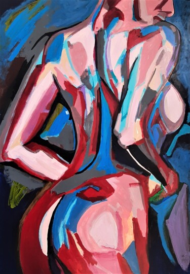 Peinture intitulée "Nude / 100 x 70 cm" par Alexandra Djokic, Œuvre d'art originale, Acrylique