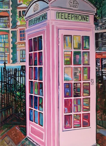 Malerei mit dem Titel "Phone box / 101 X 7…" von Alexandra Djokic, Original-Kunstwerk, Acryl