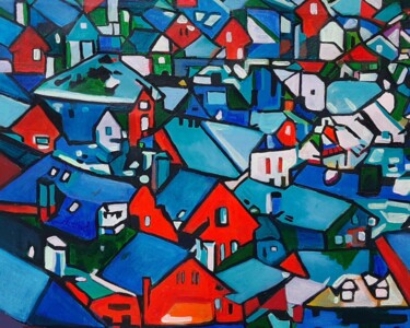 Peinture intitulée "Winter village / 55…" par Alexandra Djokic, Œuvre d'art originale, Acrylique
