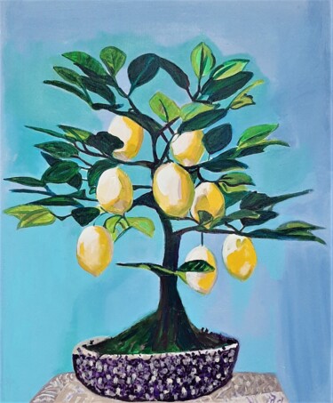 Pittura intitolato "Lemon tree / 67 X 5…" da Alexandra Djokic, Opera d'arte originale, Acrilico