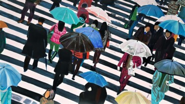 Painting titled "Rainy street / 101…" by Alexandra Djokic, Original Artwork, Acrylic