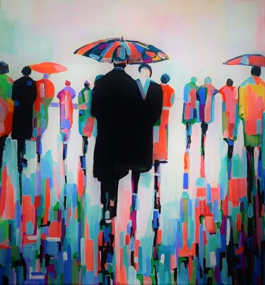 Картина под названием "People / 65 x 65 cm" - Alexandra Djokic, Подлинное произведение искусства, Акрил