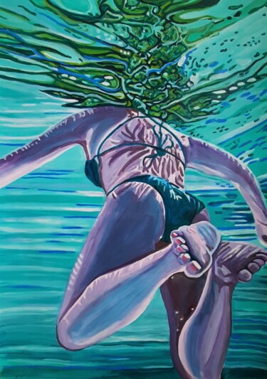 Malerei mit dem Titel "Underwater / 100 x…" von Alexandra Djokic, Original-Kunstwerk, Acryl