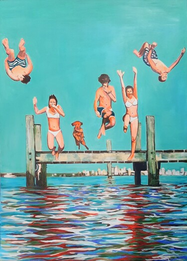 Schilderij getiteld "Jump / 100 x 70 cm…" door Alexandra Djokic, Origineel Kunstwerk, Acryl