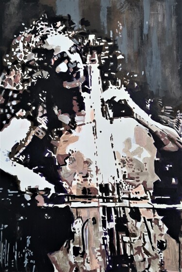 Painting titled "Cellist / 70 x 47.5…" by Alexandra Djokic, Original Artwork, Acrylic