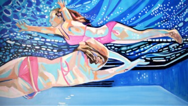 Malerei mit dem Titel "Swimmers / 102 x 57…" von Alexandra Djokic, Original-Kunstwerk, Acryl