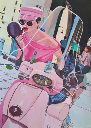 Pittura intitolato "Pink life / 100 x 7…" da Alexandra Djokic, Opera d'arte originale, Acrilico
