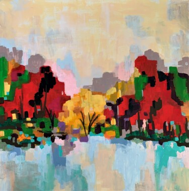 Painting titled "Autumnal Landscape…" by Alexandra Djokic, Original Artwork, Acrylic
