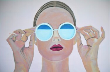 Peinture intitulée "Girl with sunglasse…" par Alexandra Djokic, Œuvre d'art originale, Acrylique