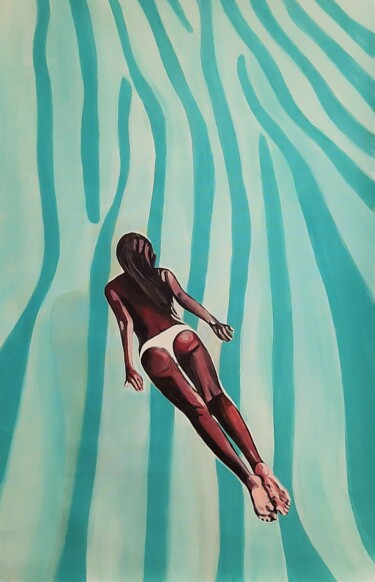 Картина под названием "CARIBBEAN BLUE / 11…" - Alexandra Djokic, Подлинное произведение искусства, Акрил