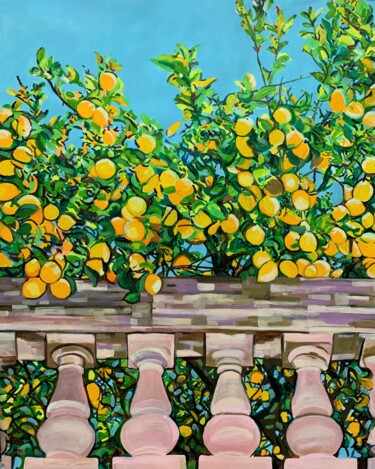 Painting titled "Garden With Lemon T…" by Alexandra Djokic, Original Artwork, Acrylic