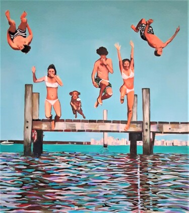 Painting titled "Jump / 115 x 110 x…" by Alexandra Djokic, Original Artwork, Acrylic