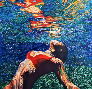 Pintura intitulada "Underwater Ultramar…" por Alexandra Djokic, Obras de arte originais, Acrílico