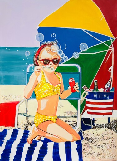 Malarstwo zatytułowany „At the beach / 123…” autorstwa Alexandra Djokic, Oryginalna praca, Akryl