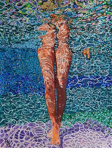 Ζωγραφική με τίτλο "Underwater/ 162 x 1…" από Alexandra Djokic, Αυθεντικά έργα τέχνης, Ακρυλικό