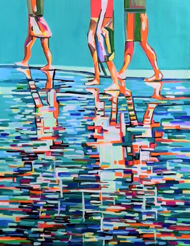 Pittura intitolato "At the beach / 90 x…" da Alexandra Djokic, Opera d'arte originale, Acrilico