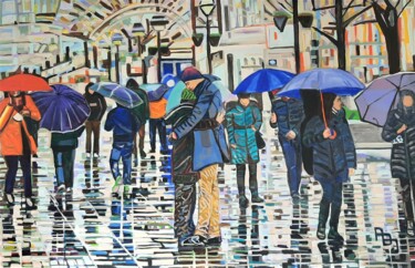 Painting titled "Rainy day / 110 x 7…" by Alexandra Djokic, Original Artwork, Acrylic