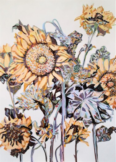 Painting titled "Sunflowers / 100 x…" by Alexandra Djokic, Original Artwork, Acrylic