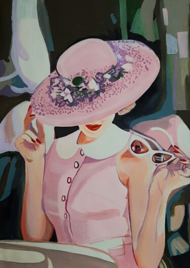 Pintura titulada "Lady with hat / 100…" por Alexandra Djokic, Obra de arte original, Acrílico