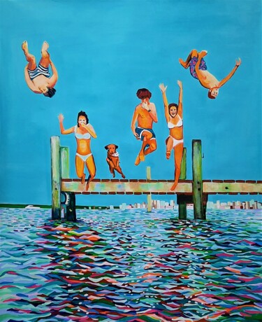 Pittura intitolato "Jump / 110 x 90 x 0…" da Alexandra Djokic, Opera d'arte originale, Acrilico