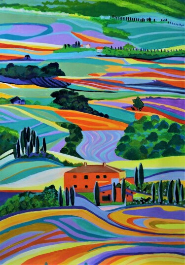Pintura titulada "Landscape of Tuscan…" por Alexandra Djokic, Obra de arte original, Acrílico