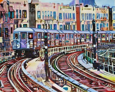 Painting titled "Train journey" by Alexandra Djokic, Original Artwork, Acrylic