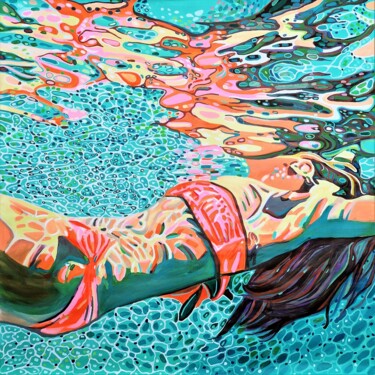 Peinture intitulée "Aquamarine Underwat…" par Alexandra Djokic, Œuvre d'art originale, Acrylique