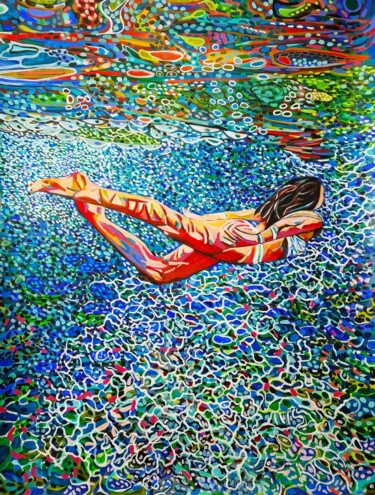 Painting titled "Underwater No17 / 1…" by Alexandra Djokic, Original Artwork, Acrylic