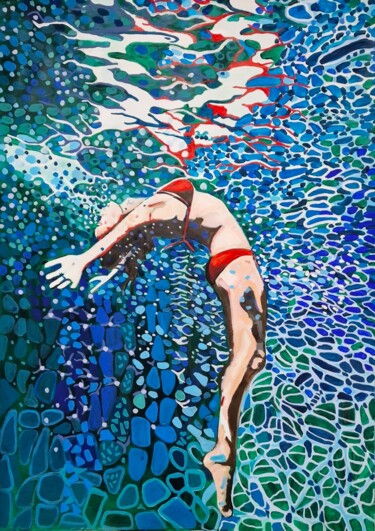Peinture intitulée "Underwater Green" par Alexandra Djokic, Œuvre d'art originale, Acrylique