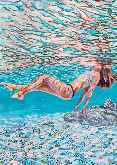 Pintura titulada "Underwater  Turquoi…" por Alexandra Djokic, Obra de arte original, Acrílico
