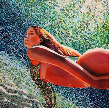 Underwater / 100 x 100 x 5 cm Картина под названием "Underwater / 100 x…" - Alexandra Djokic, Подлинное произведение искусства, Акрил