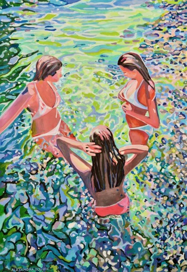 Pintura intitulada "At the beach No 9/…" por Alexandra Djokic, Obras de arte originais, Acrílico